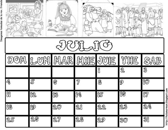 Calendario De Julio Para Colorear Im Genes De Amor